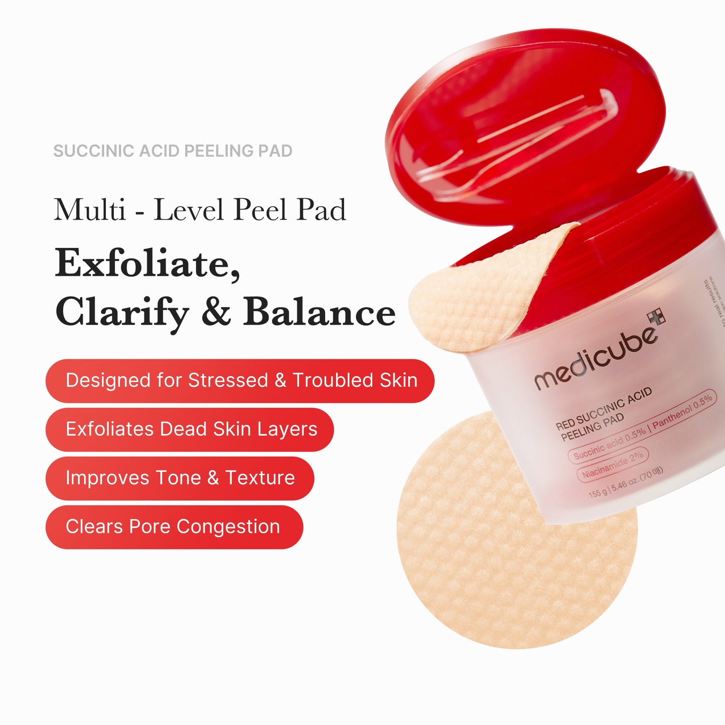 Red Succinic Acid Peeling Pads