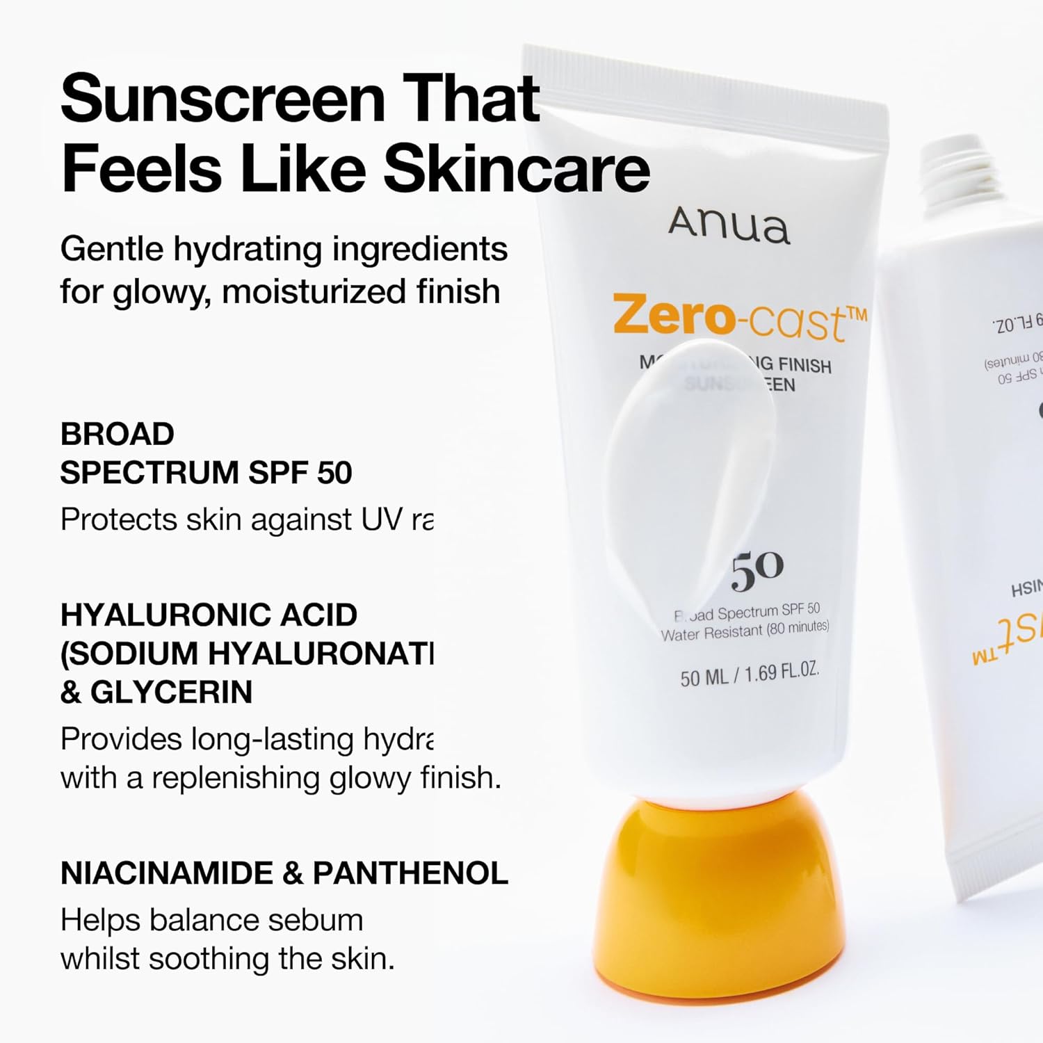 Anua Zero-Cast Moisturizing Finish Sunscreen SPF 50 - Sylph Beauty
