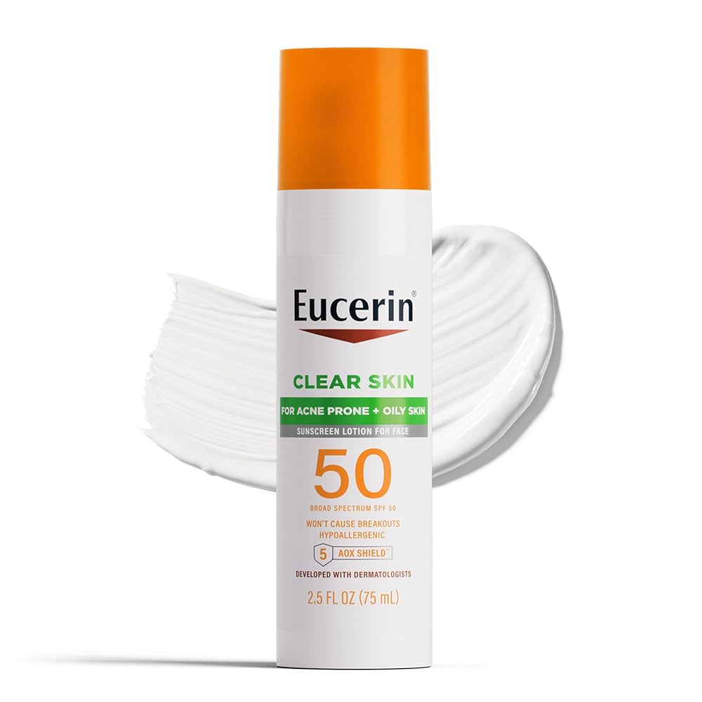 Eucerin Sun Clear Skin Face Sunscreen Lotion SPF 50 for Acne Prone and Oily Skin