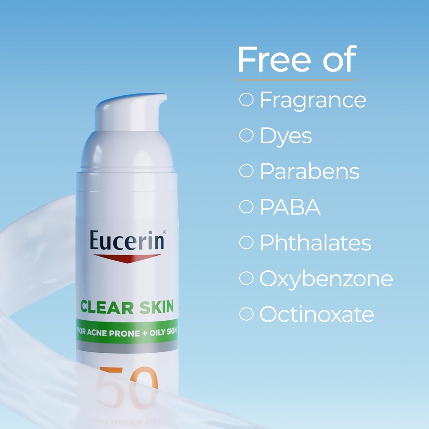 Eucerin Sun Clear Skin Face Sunscreen Lotion SPF 50 for Acne Prone and Oily Skin